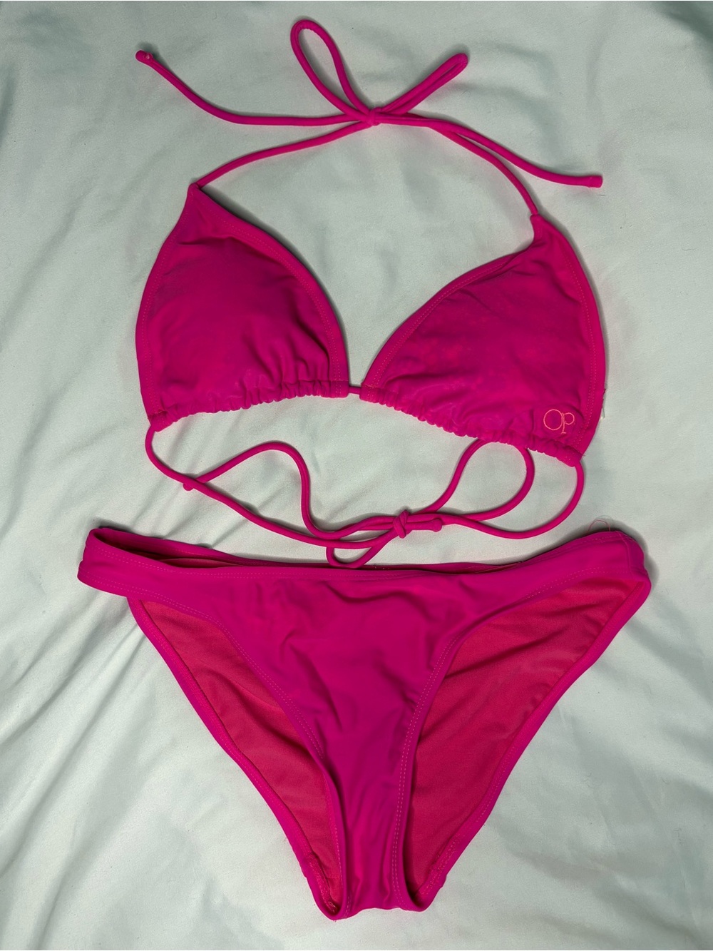 OP Hot Pink Triangle Bikini Set